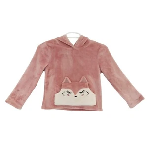 Chenault girl, Girls' Plush Hoodie With Fox Pocket Design Soft Pink Size 6. - Picture 1 of 5