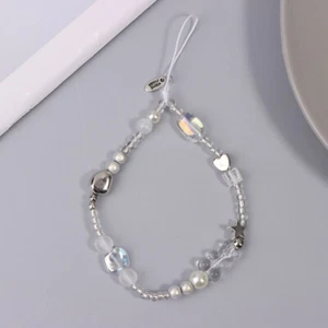 Y2k Clear Bear Phone Lanyard Beaded Chain Bracelet Phone Lanyards Wrist Strap - Zdjęcie 1 z 11