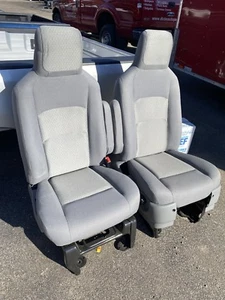 08-24 Ford Econoline E-250 E-350 E-450 Van Gray Cloth Pair Power Bucket Seats - Picture 1 of 18