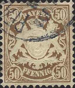 Germany Bavaria Scott #45 Used VF 50pf 1878 Brown Stamp CV 27.50 - Picture 1 of 1