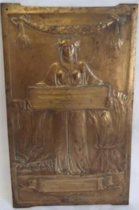 Old c1921 ART NOUVEAU PLANTER LADY BRONZE PLAQUE HAMO THORNYCROFT CF - Picture 1 of 2