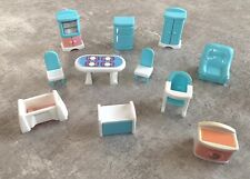 Vintage Geoffrey My Sweet Home Dollhouse Blue & Pink Furniture 1990's FREE SHIP