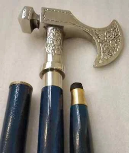 Cold Axe Head Walking Stick 38" Hiking Trekking Tactical Cane - Picture 1 of 7