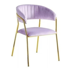 Velvet Arm Chair Set of 2 w/ Gold Plated Legs, Upholstered Dining Chair, Pink - Picture 1 of 2