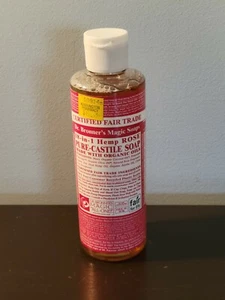 Dr. Bronner's Certified Fair Trade 18-In-1 Hemp Rose Pure-Castile Soap 8 oz NEW - Picture 1 of 5