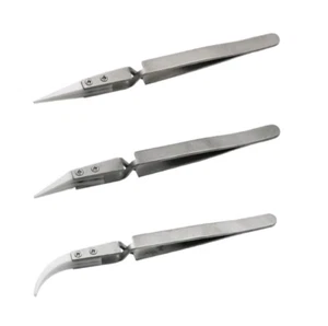 3pcs Stainless Steel Ceramic Tweezers Anti-magnetic Acid Proof Precision Tweezer - Picture 1 of 4