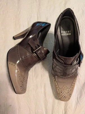 stuart weitzman Brown Ombre Patent Leather High Heel Oxford Pumps Nwob 8 38 - Image 1 of 4