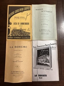 Lot 4 Antique Opera Libretto Programs Pamphlets Madam Butterfly La Boheme PB - Picture 1 of 24