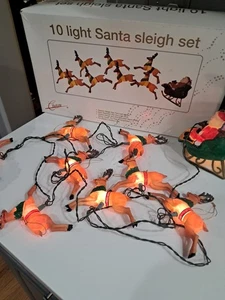 RARE VTG~ 1980s ~Charikma 10 LIGHT Santa Sleigh Set~ In Orginal Box! Works! - Picture 1 of 14
