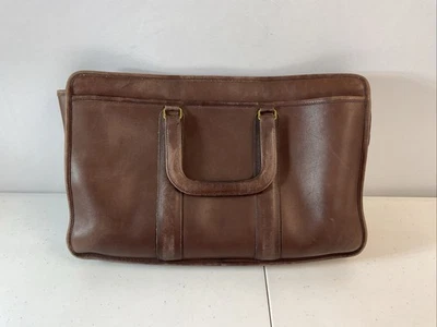 Bolso Coach Vintage Cuero Marrón Portátil Maletín Grande Embajada Hecho en EE. UU. Foto 1 de 4