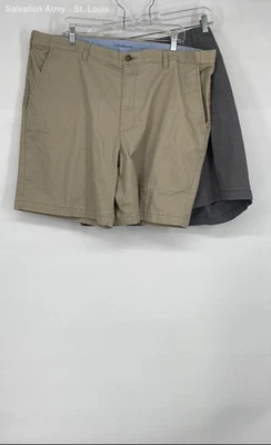 Croft & Barrow Mens Gray Tan Cotton Blend Chino Shorts Size 42 Lot Of 2 - Image 1 of 4