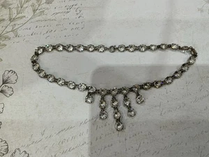 Vintage Art Deco Open Backed Glass / Crystal Choker Necklace R17m - Picture 1 of 6