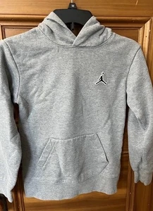 Air Jordan Nike Hoodie Sweatshirt Youth Med Gray Fleece Slv Signature Basketball - Picture 1 of 12