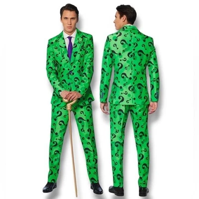 Traje de signo de interrogación The Riddler Batman conjunto de disfraces de 3 piezas unisex para hombre grande” Foto 1 de 4