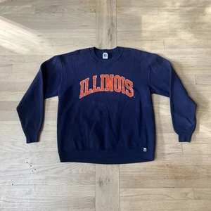 VTG 80’s Navy Russell Athletic Illinois Fighting Illini Sweatshirt Size XL RARE - Picture 1 of 6