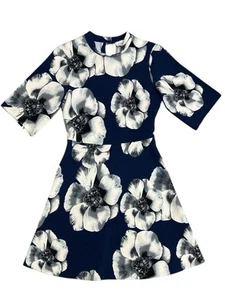 Closet London Women’s UK 8 Polyester Blue Floral Knee Length Short Sleeve Dress - Picture 1 of 14