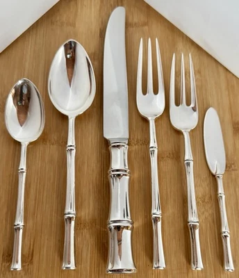 1 SIX PIECE PLACE SETTING OF TIFFANY BAMBOO STERLING FLATWARE MID CENTURY MODERN - Image 1 of 4
