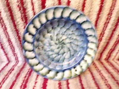 Portmadog Cymru Welsh Studio Pottery Green Abstract Ceramic Plate 7" DIAMETER - Image 1 of 2