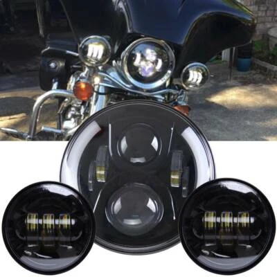 Faro proyector LED de 7" para Harley Road King Classic + luces antiniebla de paso de 4,5" Foto 1 de 4