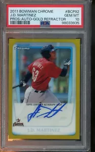 2011 J.D. MARTINEZ BOWMAN CHROME PROS-AUTO-GOLD REFRACTOR PSA 10 /50 #BCP92 - Picture 1 of 2