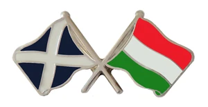 Hungary Flag & Scotland Flag Friendship Courtesy Pin Badge - Picture 1 of 3