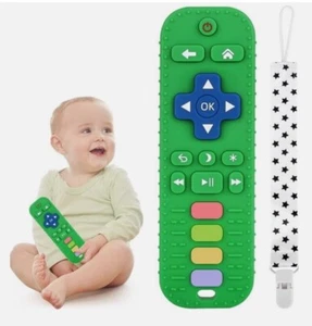 Teething Toy TV Remote Control Shape Chew For Sore Gums Soother UK Green - Picture 1 of 7
