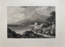 1845 Antique Print; Loch Assynt & Ardvreck Castle Highlands after Fleming