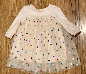 Baby Gap Sukienka dziewczęca 6 - 12 miesięcy Różowa w kropki Błyszcząca Długi rękaw - Zdjęcie 1 z 5