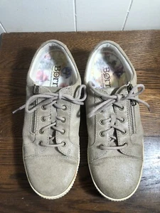 BORN Brown Tan Suede Leather Lace-Up Sneakers SIZE 7M Side Zipper - Imagen 1 de 8