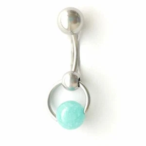 Handcrafted 8mm Amazonite 14g Surgical Steel Reversible VCH Barbell. ALL LENGTHS - Picture 1 of 9