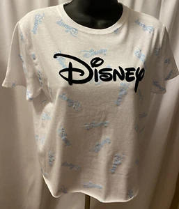Disney Signature Logo T-shirt Women Size Medium Disney Logo Cropped - Picture 1 of 16