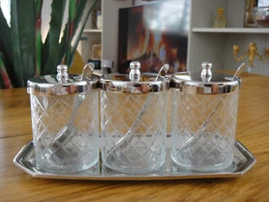Schälchen Set Marmeladendose Kaviardose Tapas Dip Glas Silber Antik Jugendstil - Bild 1 von 8