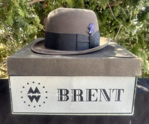 Vintage Original 1950s BRENT Gray Fedora Hat 7 1/8 Men’s W/ Box - Picture 1 of 16