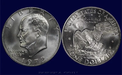 1972 SB Eisenhower, Ike Dollar DIVA 2SB-406.2 "Stratocaster" PCGS MS67 - Imagem 1 de 4