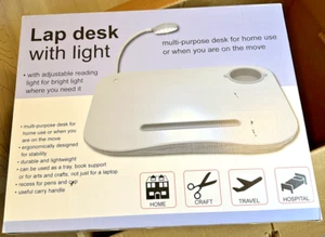 Lap Desk / Notebook Tisch Couch Büro mit Licht und Getränkehalterung grau - Afbeelding 1 van 1