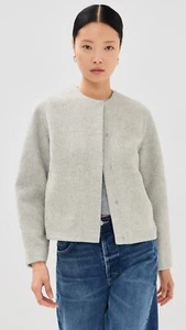 NWT $595 Vince Double Wool Collarless Jacket L in Stone Grey - Picture 1 of 9