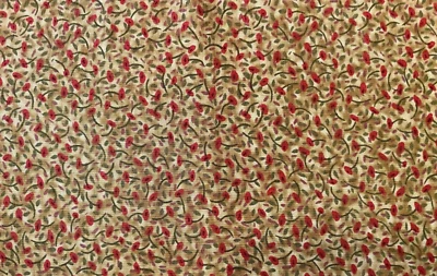 Flores rojas sobre tela verde Meadowbrook de Benartex BTFQ FUERA DE STOCK Foto 1 de 2