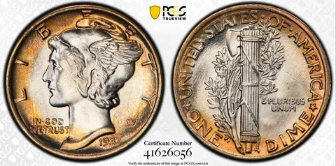 1937 Mercury Dime, MS67FB 41626056 Cover