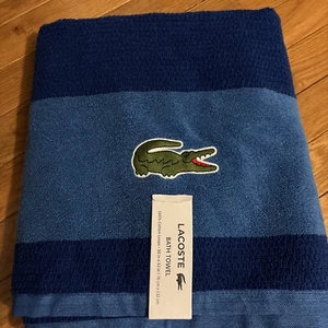 Lacoste ~ Royal Blue Bath Towel 100% Cotton 30" x 52" Big Crocodile Logo NWT - Picture 1 of 4