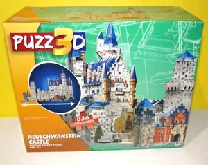 New MB PUZZ3D 3D Puzzle NEUSCHWANSTEIN CASTLE 836 Pieces / 38" x 27" - Picture 1 of 2