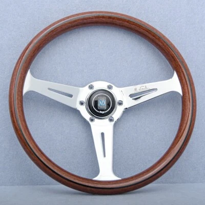 14'350mm Steering Wheel Mahogany Wood with Chrome Finish 74mm PCD NARDI Classic - Image 1 of 4