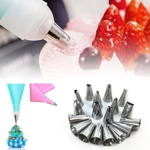 24Pcs Icing Piping Nozzles Silicone Cream Pastry Bag Set Cake Decorating Tools - Bild 1 von 14
