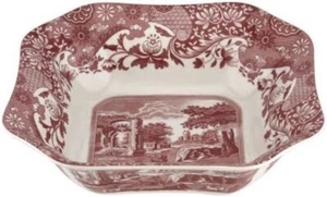 Spode Transferware Italiano Arándano Escena Roja CUADRADO Tazón para Servir - 9.5” - Nuevo - Imagen 1 de 8
