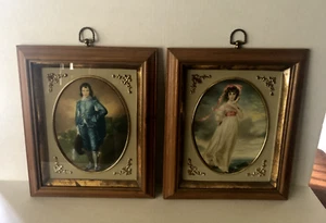 VINTAGE FRAMED PRINTS PINKIE & BLUE BOY 12" x 10" - Picture 1 of 15