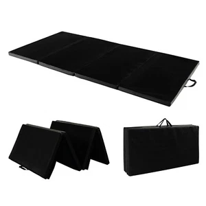 Folding Gymnastics Mat 8' x 4' x 2" Tumbling Exercise PU Leather Cover for Yoga - Picture 1 of 9