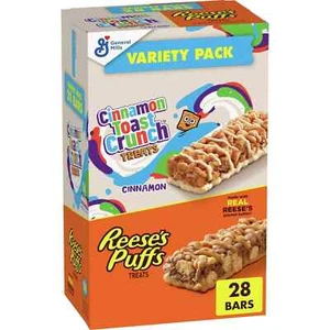 Reese's Puffs Cinnamon Toast Crunch Cereal Treat Bars Variety Pack, 28 Ct FRESH - Picture 1 of 8