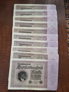 10 Stück - 100000 Mark Reischsbanknoten  - Bild 1 von 2