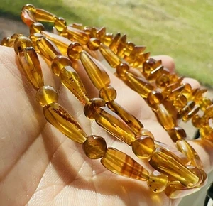 Genuine Burmite Amber Lanyard. 99+ Millions Years Old Fossil - Picture 1 of 9