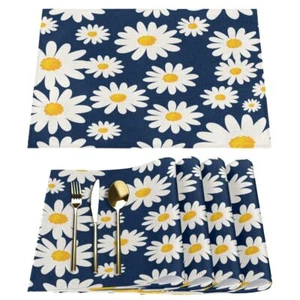 Thriving Little Daisys Placemats Set of 4 Washable Kitchen Dining Table Mats ... - Picture 1 of 8