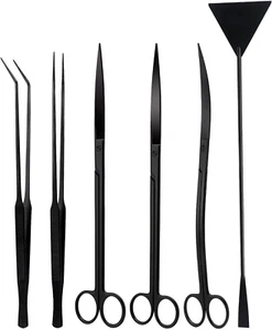 6 in 1 Stainless Steel Aquarium Tools Set - Tweezers, Scissors, Spatula for Aqua - Picture 1 of 12